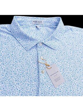 Peter Millar Polo Shirt Men Large Performance Summer Comfort Cara Cara Print NEW